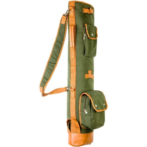  Thorza Sunday Golf Bag for Men and Women, Vintage Canvas and Leather, Stores Balls, Tees, and Clubs for 18 Holes, Zippered Pockets, Lightweight with Carry Handle and Shoulder Strap