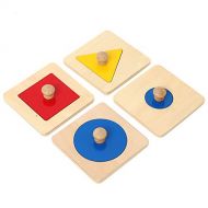 Thoth Montessori Single Shape Puzzle First Shapes Jumbo Wooden Puzzle Board Knob Wooden Puzzle Geometric Shape Puzzle Early Education Material Sensorial Toy for Toddler Shape & Col