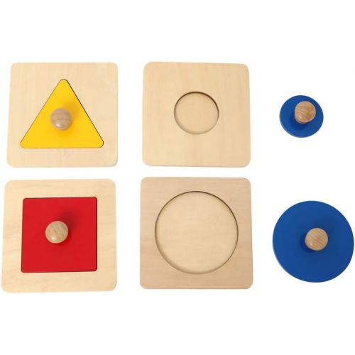  Thoth Montessori Single Shape Puzzle First Shapes Jumbo Wooden Puzzle Board Knob Wooden Puzzle Geometric Shape Puzzle Early Education Material Sensorial Toy for Toddler Shape & Col