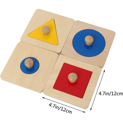  Thoth Montessori Single Shape Puzzle First Shapes Jumbo Wooden Puzzle Board Knob Wooden Puzzle Geometric Shape Puzzle Early Education Material Sensorial Toy for Toddler Shape & Col