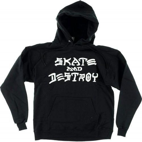  Thrasher Magazine Skate and Destroy Black Hooded Sweatshirt - Small