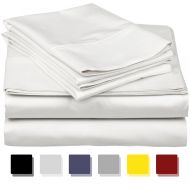Thread Spread True Luxury 1000-Thread-Count 100% Egyptian Cotton Bed Sheets, 4-Pc Queen White Sheet Set, Single Ply Long-Staple Yarns, Sateen Weave, Fits Mattress Upto 18 Deep Pocket