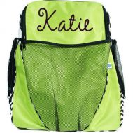 Threadart Personalized Monogrammed Embroidered Kids Girl Athletic Backpack - Lime Green Zebra