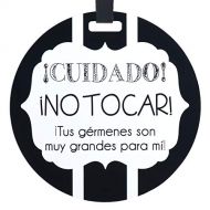 THREE LITTLE TOTS  Spanish No Touching Baby Car Seat Sign or Stroller Tag  Spanish on Front  English on Back - CPSIA Safety Tested