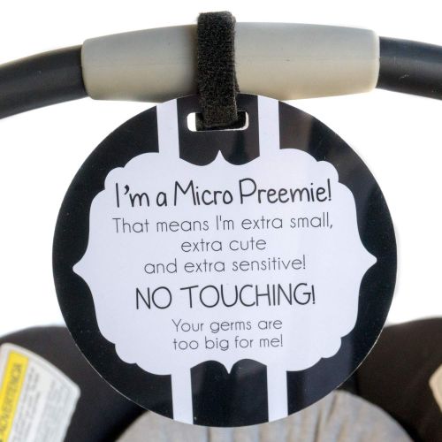  Three Little Tots Micro Preemie, No Touching Newborn, Baby car seat tag, Baby Shower Gift, Stroller tag, Baby Preemie no Touching car seat Sign