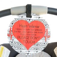 Three Little Tots Heart Warrior Tag - (Heart Warrior Sign, Newborn, Baby Car Seat Tag, Baby Shower, Stroller Tag, Baby Preemie No Touching Car Seat Sign)