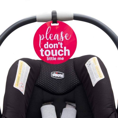  Three Little Tots Pink Tag - Please Dont Touch Little Me (Baby Safety No Touching Newborn, Baby Car Seat Tag, Baby Preemie No Touching Car Seat Sign)