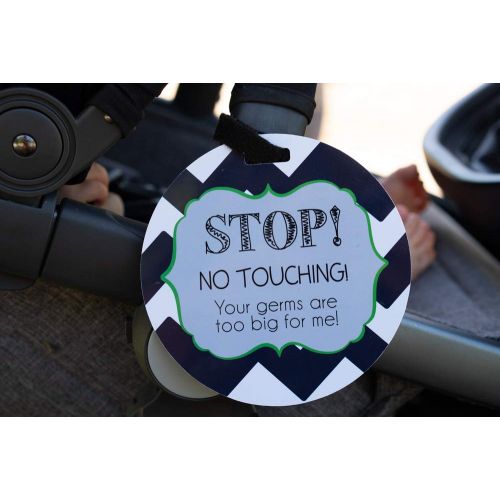  Three Little Tots Seahawk Tag - Stop No Touching Your Germs Are Too Big For Me (Boy Preemie Sign, Newborn, Baby Car Seat Tag, Stroller Tag, Baby Preemie No Touching Car Seat Sign)