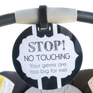 Three Little Tots No Touching B/W Tag - Stop, No Touching, Your Germs Are Too Big For Me (Baby Safety Sign, Newborn, Baby Car Seat Tag, Baby Shower, Stroller Tag, Baby Preemie no Touching Car Seat S