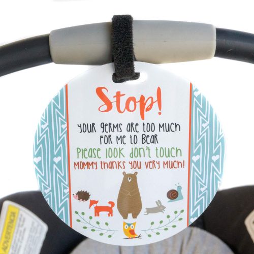  Three Little Tots Woodlands Tag - Stop Your Germs Are Too Much For Me To Bear (Baby Safety No Touching Newborn, Baby Car Seat Tag, Baby Shower, Stroller Tag, Baby Preemie No Touching Car Seat Sign)