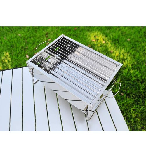  Three drops of water Barbecue Grill，Portable Stainless BBQ Tool Set for Outdoor Cooking Camping Hiking Picnics 2-5 People (Color : Silver)