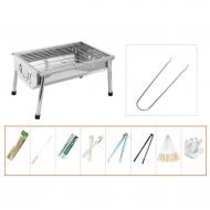 Three drops of water Barbecue Grill，Portable Stainless BBQ Tool Set for Outdoor Cooking Camping Hiking Picnics 2-5 People (Color : Silver)