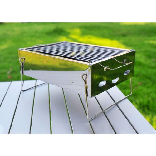  Three drops of water Barbecue Grill，Portable Stainless BBQ Tool Set for Outdoor Cooking Camping Hiking Picnics 2-5 People (Color : Silver)