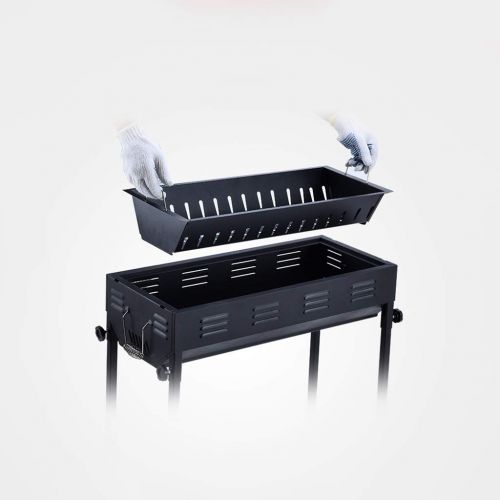  Three drops of water Barbecue Grill，Portable Stainless BBQ Tool Set for Outdoor Cooking Camping Hiking Picnics 5-15 People (Color : Black)