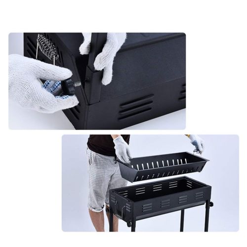  Three drops of water Barbecue Grill，Portable Stainless BBQ Tool Set for Outdoor Cooking Camping Hiking Picnics 5-15 People (Color : Black)