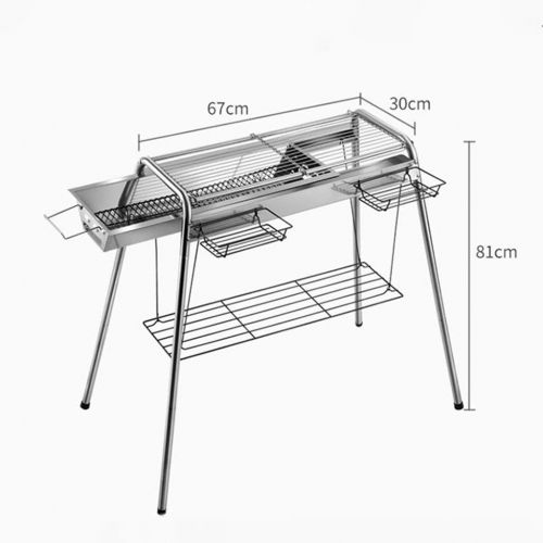  Three drops of water Barbecue Grill，Portable Stainless BBQ Tool Set for Outdoor Cooking Camping Hiking Picnics 5-15 People (Color : Silver)