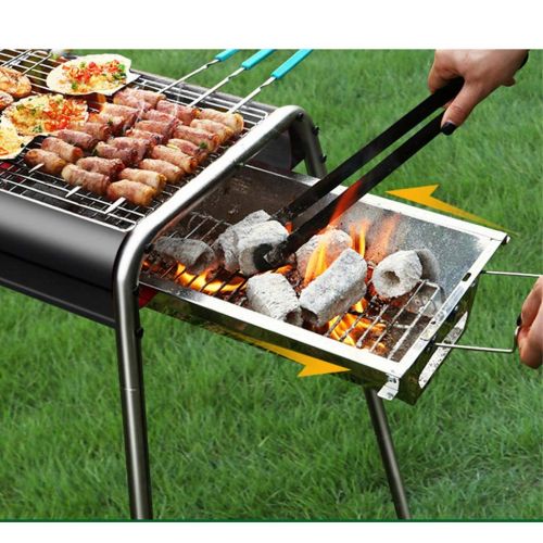  Three drops of water Barbecue Grill，Portable Stainless BBQ Tool Set for Outdoor Cooking Camping Hiking Picnics 3-10 People (Color : Black)