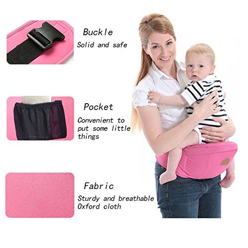  ThreeH Baby Hip Carrier Infant Waist Strap Outdoor Toddler Seat Carrier BC10,Pink