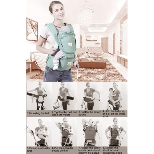  ThreeH Baby Carrier with Hip Seat Cool Mesh and Hood Infant Toddler Carrier Ergonomic 6 in 1 Holds...