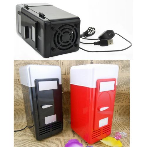  [아마존베스트]ThreeH New Mini Red USB Fridge Cooler Beverage Drink Cans Cooler/Warmer Refrigerator for Laptop PC Computer Black H-UF05Black
