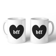 /ThreeSixFiveDesign BFF Hearts Cute Funny Ceramic Matching Coffee Couple Mugs Perfect Anniversary Gifts