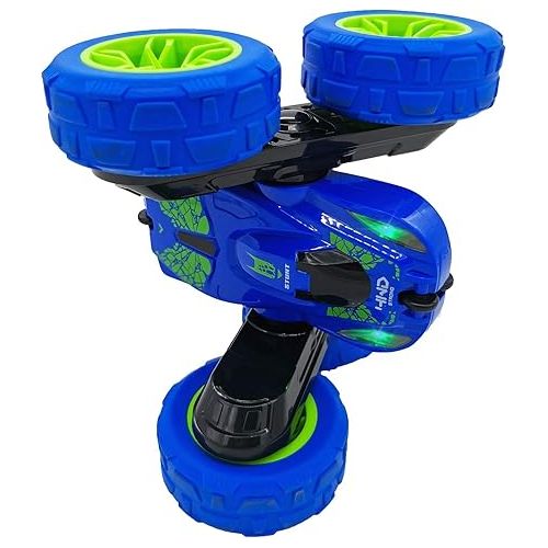  Threeking RC Stunt Car Remote Control Cars Toy with Lights Double-Sided Driving 360-degree Flips Rotating Cars Toys, Blue