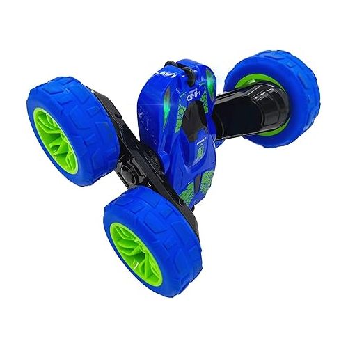  Threeking RC Stunt Car Remote Control Cars Toy with Lights Double-Sided Driving 360-degree Flips Rotating Cars Toys, Blue