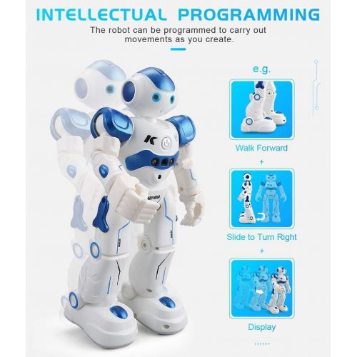  [아마존베스트]Threeking Smart Robot Toys Gesture Control Remote Control Robot JJRC Robot Gift for Boys Girls Kids Companion Game Fun Learning Music Dance Rechargeable Rc Robot Kit Male Voice