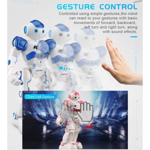  [아마존베스트]Threeking Smart Robot Toys Gesture Control Remote Control Robot JJRC Robot Gift for Boys Girls Kids Companion Game Fun Learning Music Dance Rechargeable Rc Robot Kit Male Voice