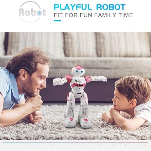  [아마존베스트]Threeking Smart Robot Toys Gesture Control Remote Control Robot JJRC Robot Gift for Boys Girls Kids Companion Game Fun Learning Music Dance Rechargeable Rc Robot Kit Male Voice