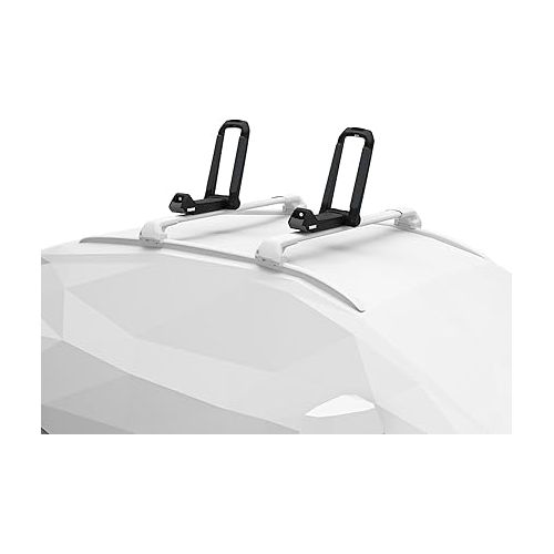 툴레 Thule Hull-a-Port Aero Rooftop Kayak Rack - Carries 1 Kayak - Anti-Theft Design - Foldable Design - Rubber Padding mounting Surface - Easy Strap Management - 75lb Weight Capacity