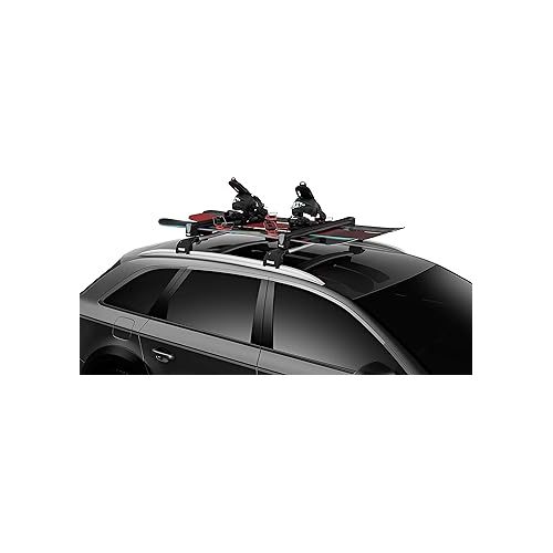 툴레 Thule SnowPack Ski/Snowboard Rack, Large (6 Pr/4 Boards), Black