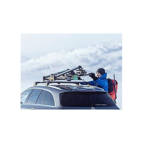 툴레 Thule SnowPack Ski/Snowboard Rack, Large (6 Pr/4 Boards), Black