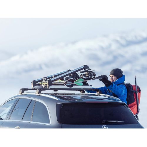 툴레 Thule SnowPack SkiSnowboard Carrier, 4 Pair-Aluminum