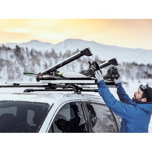 툴레 Thule SnowPack SkiSnowboard Carrier, 4 Pair-Aluminum