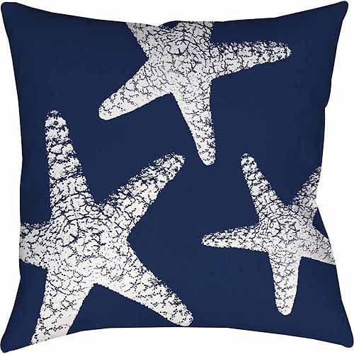  Thumbprintz Nautical Nonsense White Blue Starfish IndoorOutdoor Pillow