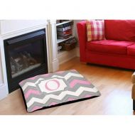 Thumbprintz Chevron Monogram Pink IndoorOutdoor Pet Bed
