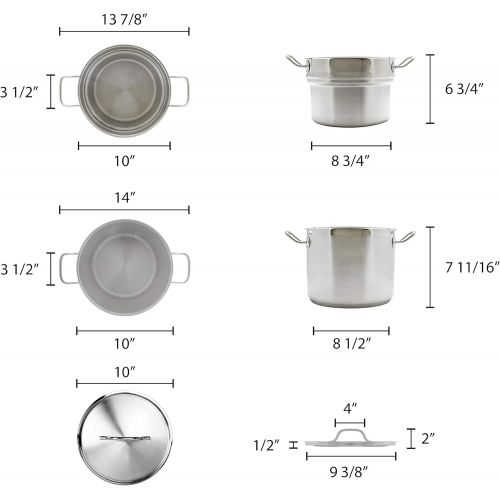  Thunder Group 8 QT 18/8 Stainless Steel Double Boiler (3 PCS Set)