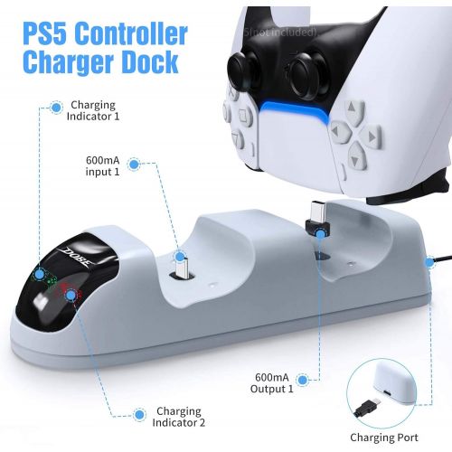  [아마존베스트]TiMOVO Charger for PS5 DualSense Controller, Charging Station Dual USB Controller Charger Fast Charging Dock Stand Fit PS5 Wireless Controller, White