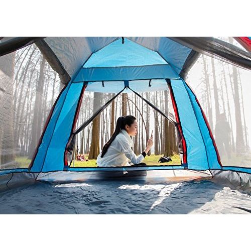  TiTa-Dong Instant Camping Tent 3-4 Person , Automatic Pop Up UV Protection Waterproof Tents with Sun Shelter Cabana 2-Door Opening Screened Family Canopy Tent for Backpacking, Hiking, Beach,