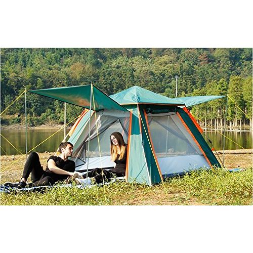  TiTa-Dong Instant Camping Tent 3-4 Person , Automatic Pop Up UV Protection Waterproof Tents with Sun Shelter Cabana 2-Door Opening Screened Family Canopy Tent for Backpacking, Hiking, Beach,