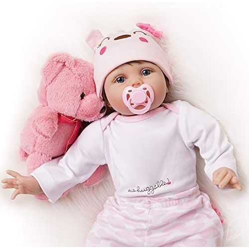  Tianara Reborn Baby Silicone Doll Gifts 22 inch Realistic Real Like Newborn Girl Pink Outfit