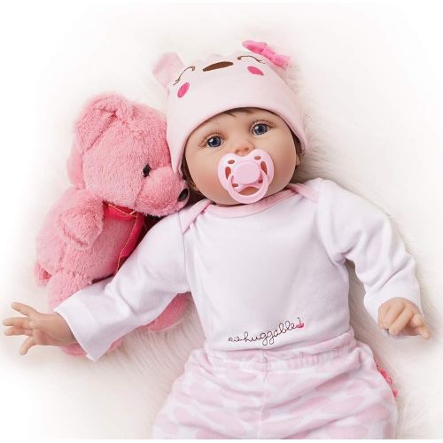  Tianara Reborn Baby Silicone Doll Gifts 22 inch Realistic Real Like Newborn Girl Pink Outfit