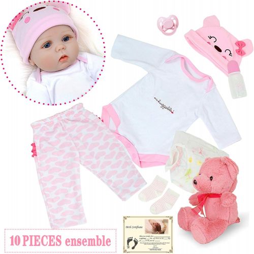  Tianara Reborn Baby Silicone Doll Gifts 22 inch Realistic Real Like Newborn Girl Pink Outfit