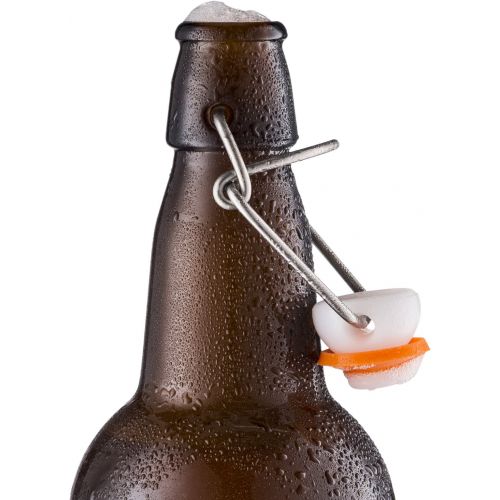  Home Brewing Glass Beer Bottle with Easy Wire Swing Cap & Airtight Rubber Seal -Amber- 16oz - Case of 12 - by Tiabo