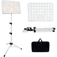 Music Stand, Sheet Music Stand High Stability, Height Adjustable Music Stand for Sheet Music with Carrying Bag, Lightweight Portable Music Book Holder(1 Pack music sheet stand, White)