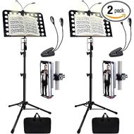 2 Packs Sheet Music Stand with Light & Phone Holder, 57