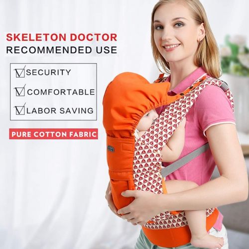  Tianhaik Ergonomic Baby Carrier with Hip Seat Adjustable Waistband Safe Positions Safety Carrier Backpack for Infant Toddler Perfect for Nursing,Hiking (Color : Orange)