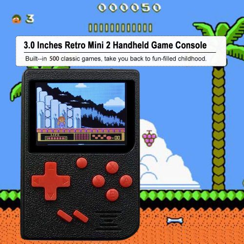  TianranRT Retro Mini Handheld Video Spiel Konsole Gameboy Eingebaut 400 Klassiker Spiele (Schwarz)