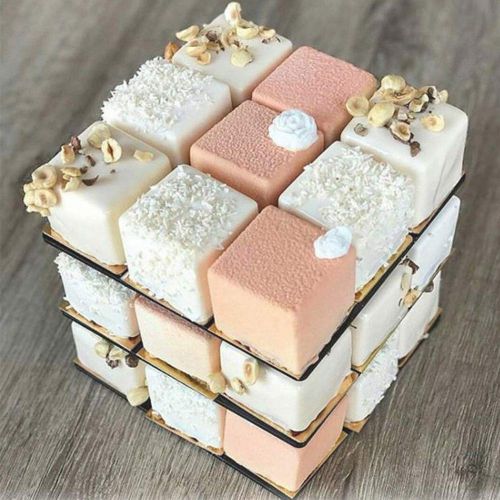  TianranRT 3D Metall Wuerfel Kuchen Schimmel Dreischichtig Rotation Mousse Kuchen Dessert Backen Schimmel Werkzeug